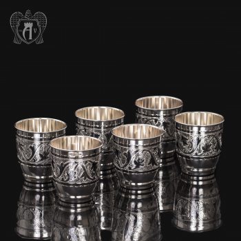 Набор  стаканов из серебра 925 пробы «Виноград»