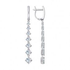 Серьги длинные из белого золота со Swarovski Zirconia