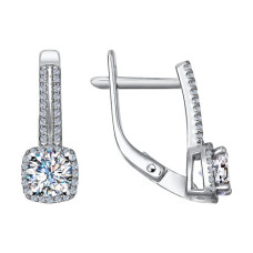 Серьги из белого золота со swarovski zirconia 11895